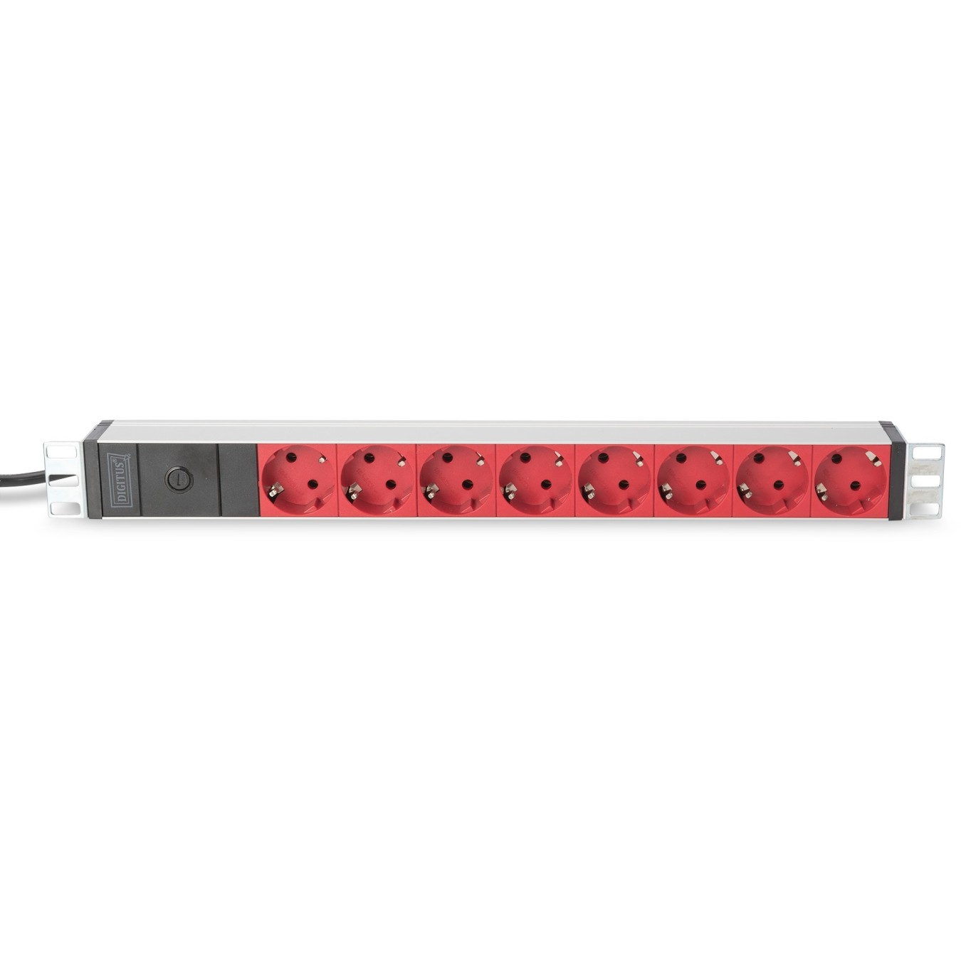 DIGITUS 8-Outlet Aluminium Power Strip with 2 m Cable - IEC C14, Type F Schuko, Black — Buy in Cyprus with Fast Delivery