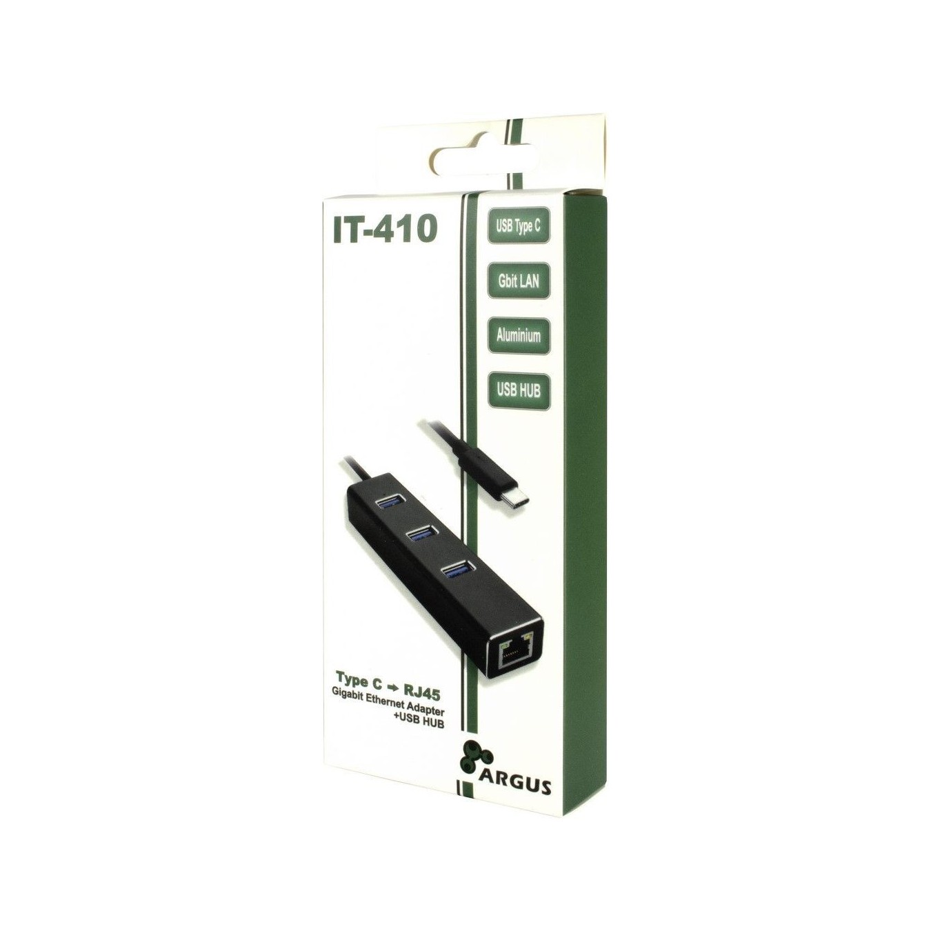 USB-C Hub 3-Port Inter-Tech Argus IT-410 - Black, Aluminium — Buy in Cyprus with Fast Delivery