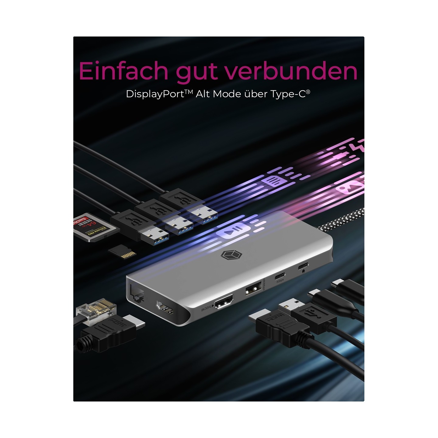 ICY BOX IB-DK4061-CPD USB-C 12-in-1 PD 100W DockingStation - IB-DK4061-CPD - Grey — Buy in Cyprus with Fast Delivery