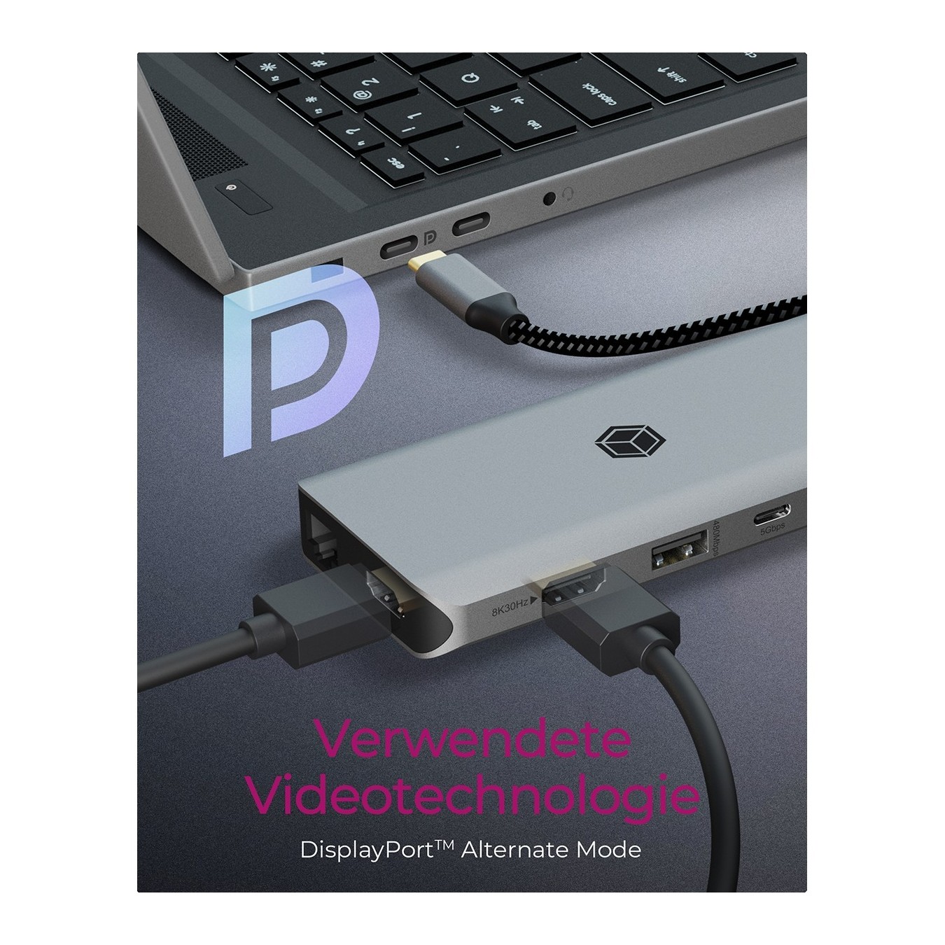 ICY BOX IB-DK4061-CPD USB-C 12-in-1 100W PD Dock - 2x HDMI 8K, GbE, Cards — Armenius Store Cyprus