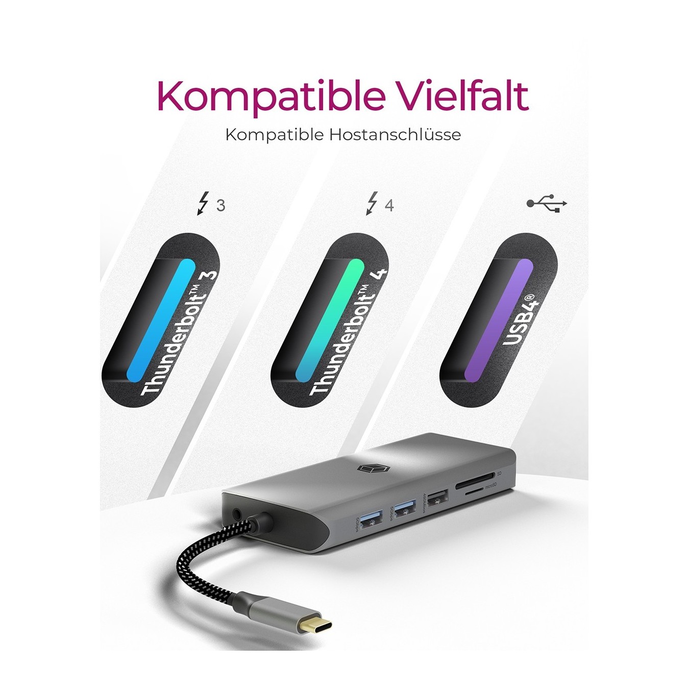 ICY BOX IB-DK4061-CPD USB-C 12-in-1 100W PD Dock - 2x HDMI 8K, GbE, Cards — Armenius Store Cyprus