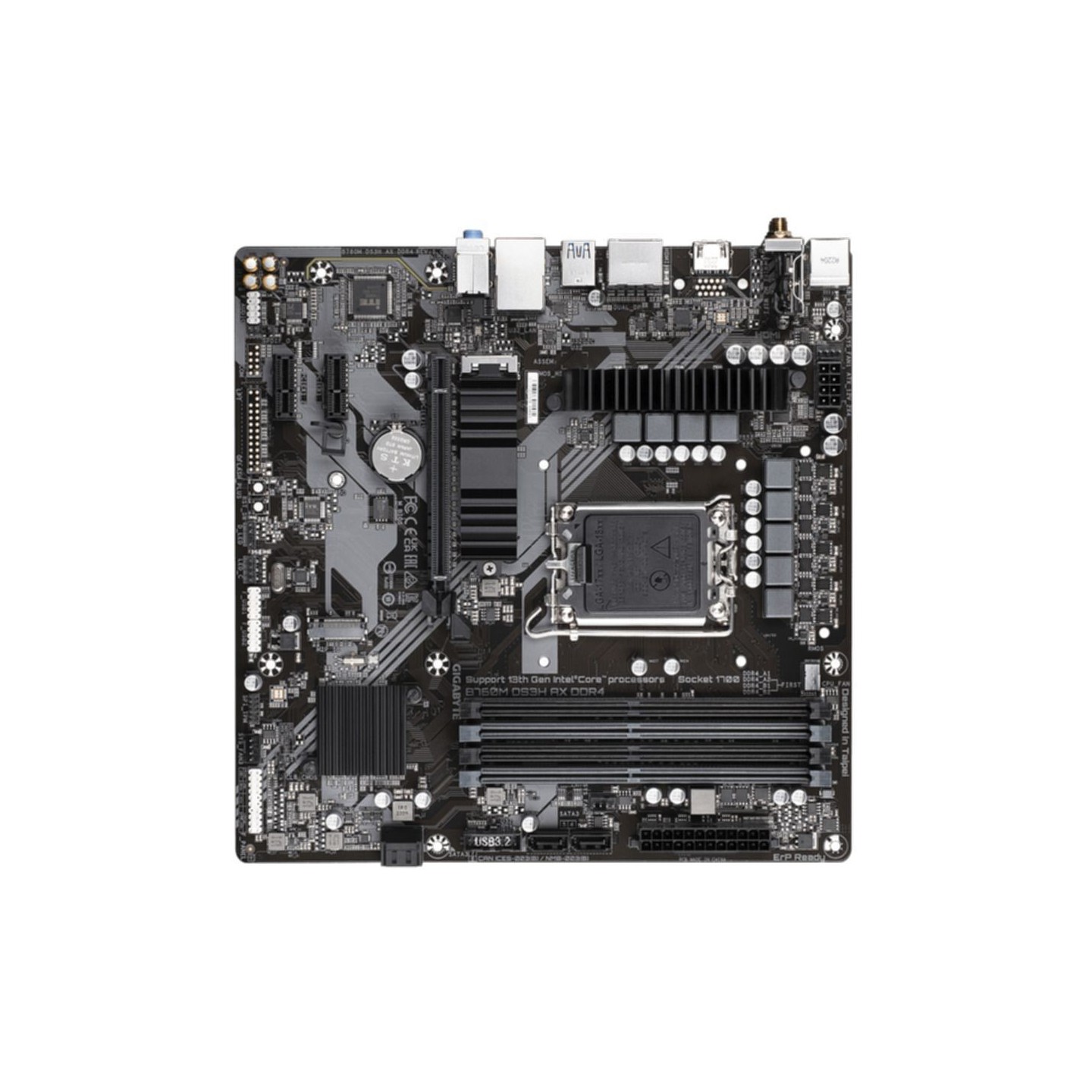 GIGABYTE B760M DS3H AX DDR4 - LGA1700 Micro-ATX Motherboard, Intel B760, 4x DDR4 (128GB Max), Wi-Fi 6E, 2.5GbE, USB-C