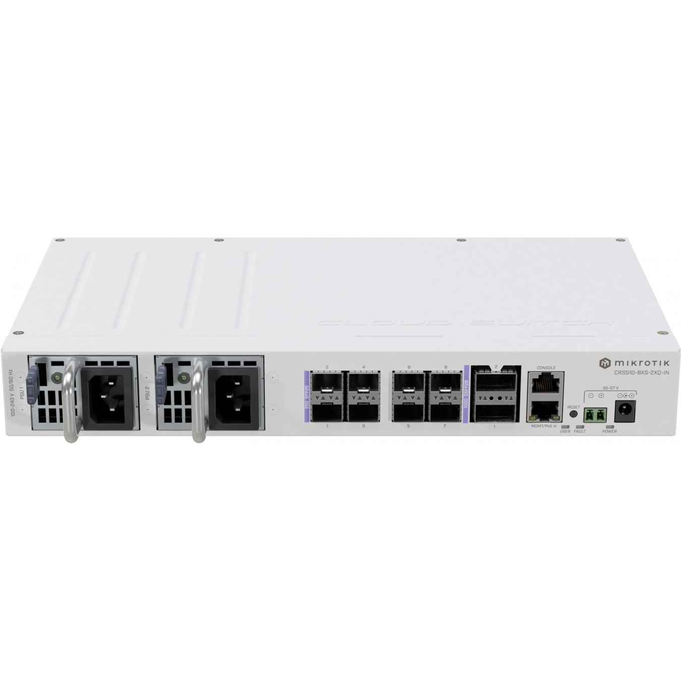 Mikrotik CRS510-8XS-2XQ-IN QSFP28 M - CRS510-8XS-2XQ-IN - White, 128 MB RAM, 650 MHz, 32 MB flash