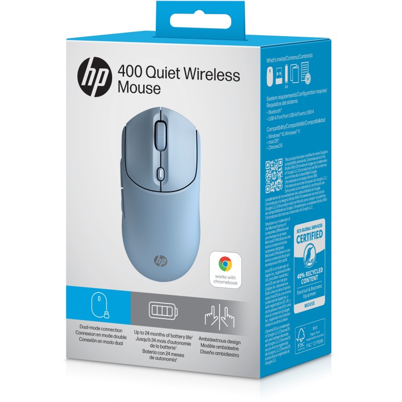 Buy HP 400 Quiet Blue Wireless Mouse EURO (P) - Characteristics (Blue) in Cyprus, Nicosia, Limassol, Larnaka, Pafos