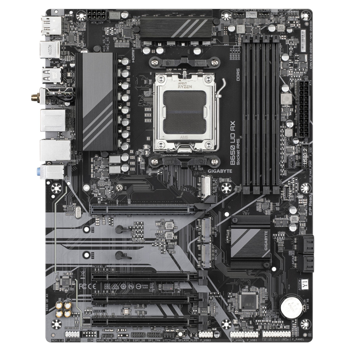 Gigabyte GA-B650 UD AX - AM5 ATX Motherboard, AMD B650, DDR5 up to 7600MHz, 4x DIMM (256GB), Wi‑Fi 6