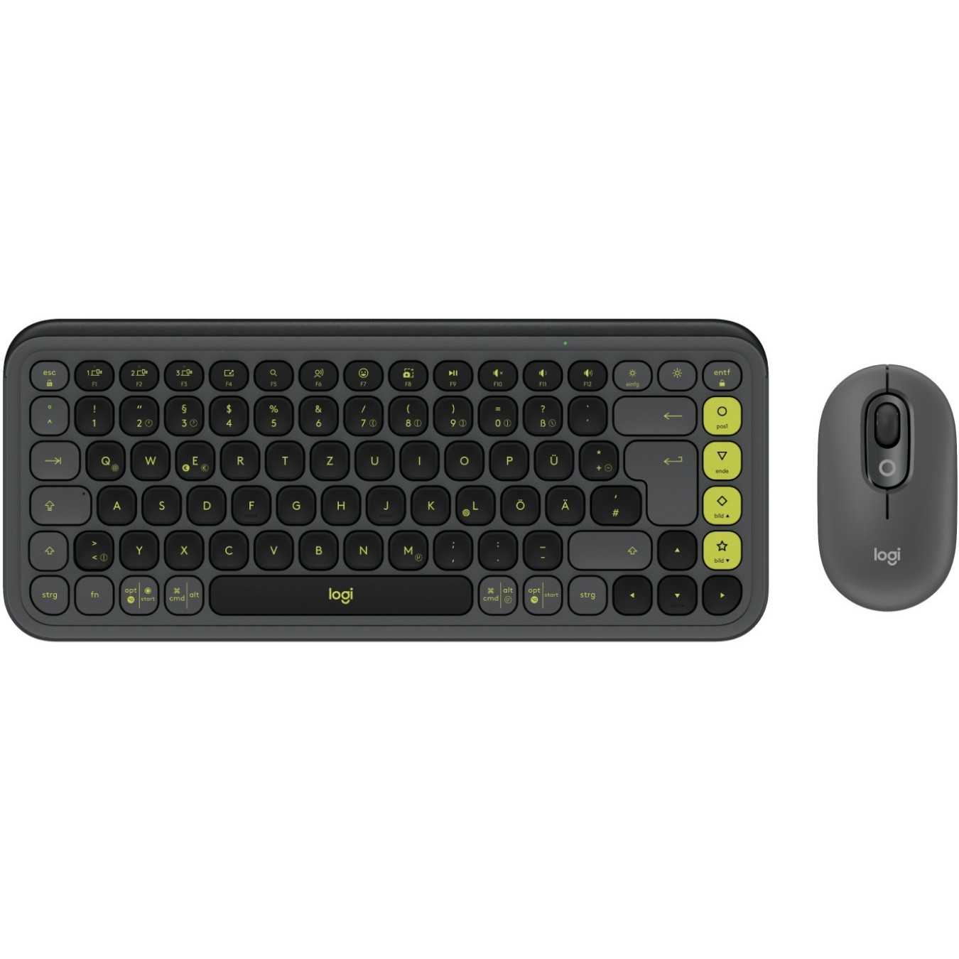 POP ICON COMBO MOUSE AND KB - Graphite Bluetooth Mini Keyboard with Scissor Switch, German QWERTZ, Mouse Included