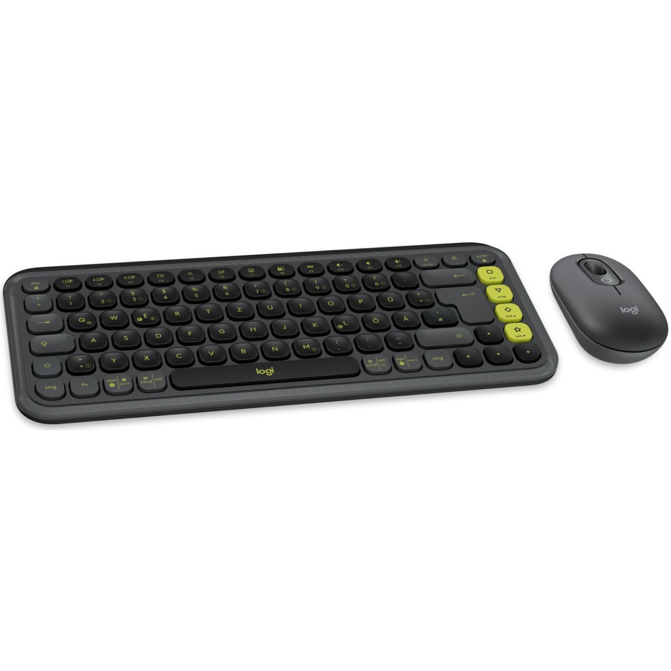 POP ICON COMBO MOUSE AND KB - Graphite Bluetooth Mini Keyboard with Scissor Switch, German QWERTZ, Mouse Included