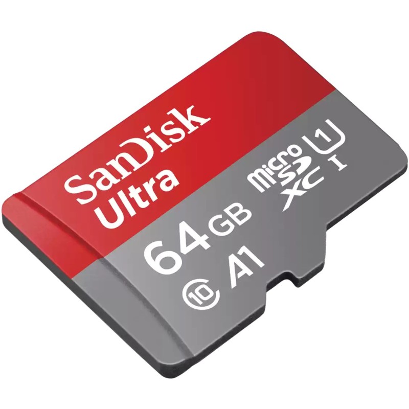 Buy SanDisk Ultra microSDXC 64GB - 140MB/s UHS-I Class 10 A1 Adapter - Grey, Red in Cyprus, Nicosia, Limassol, Larnaka, Pafos