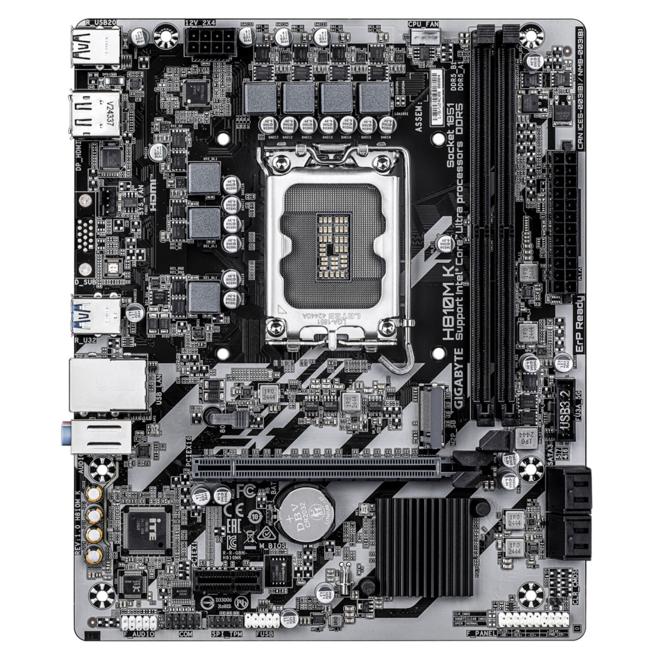 Gigabyte GA-H810M K - LGA1851 Micro-ATX Motherboard - DDR5, 2x DIMM, Up to 128GB, PCIe 4.0 — Buy in Cyprus with Fast Delivery
