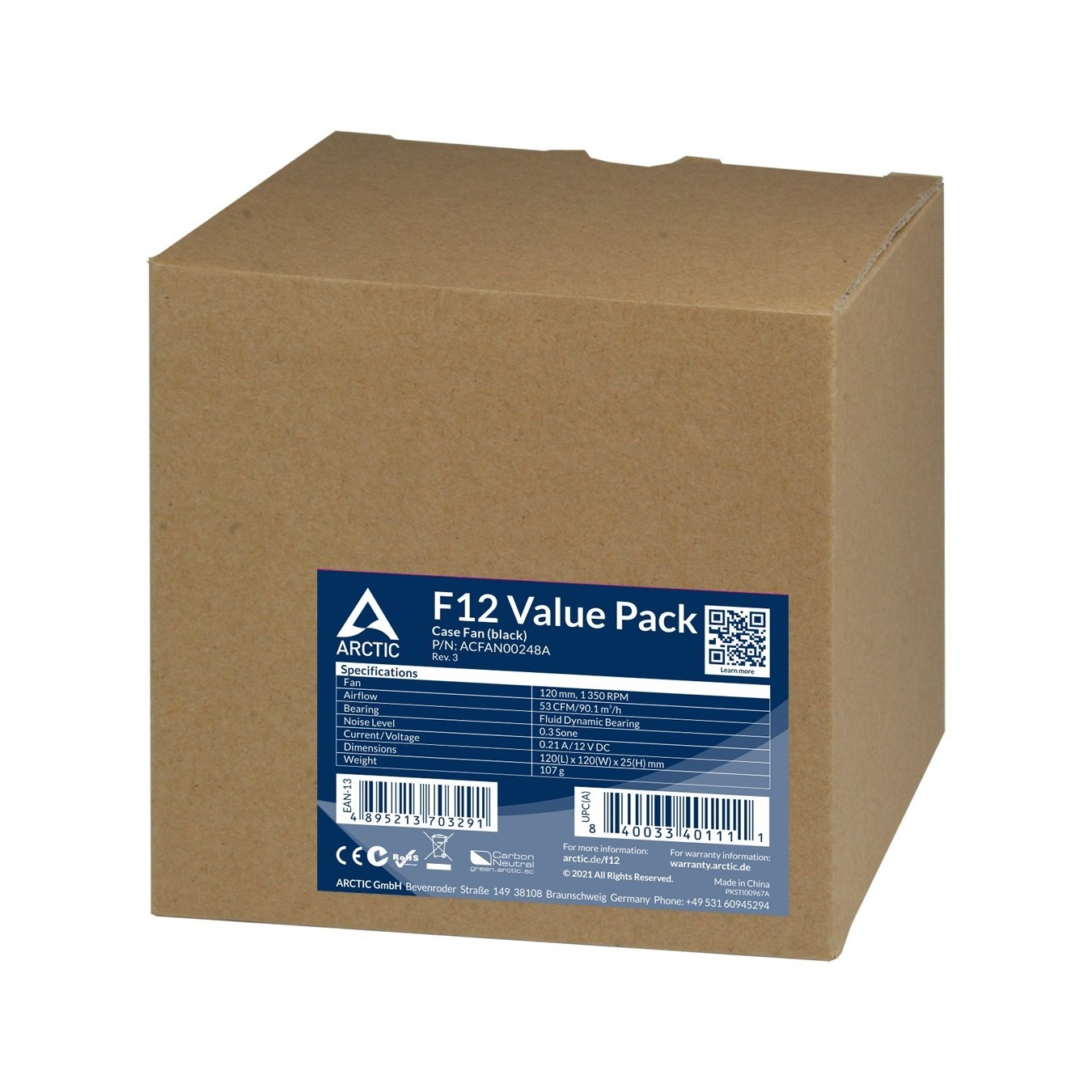 ARCTIC Lüfter 120 120 25 - F12 - Value Pack black (5pcs) — Buy in Cyprus with Fast Delivery