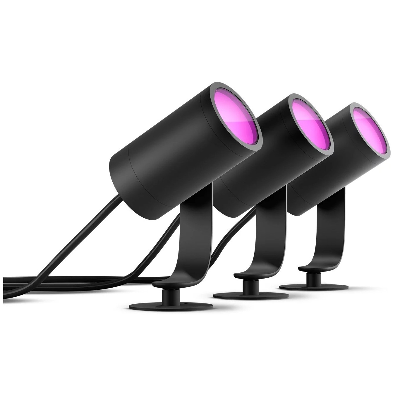 Philips Hue White & Color Ambiance Lily Spot 3 flg. Schwarz 3640lm Basis - 1741430P7 - White, ZigBee, 3x LED, IP65 Outdoor