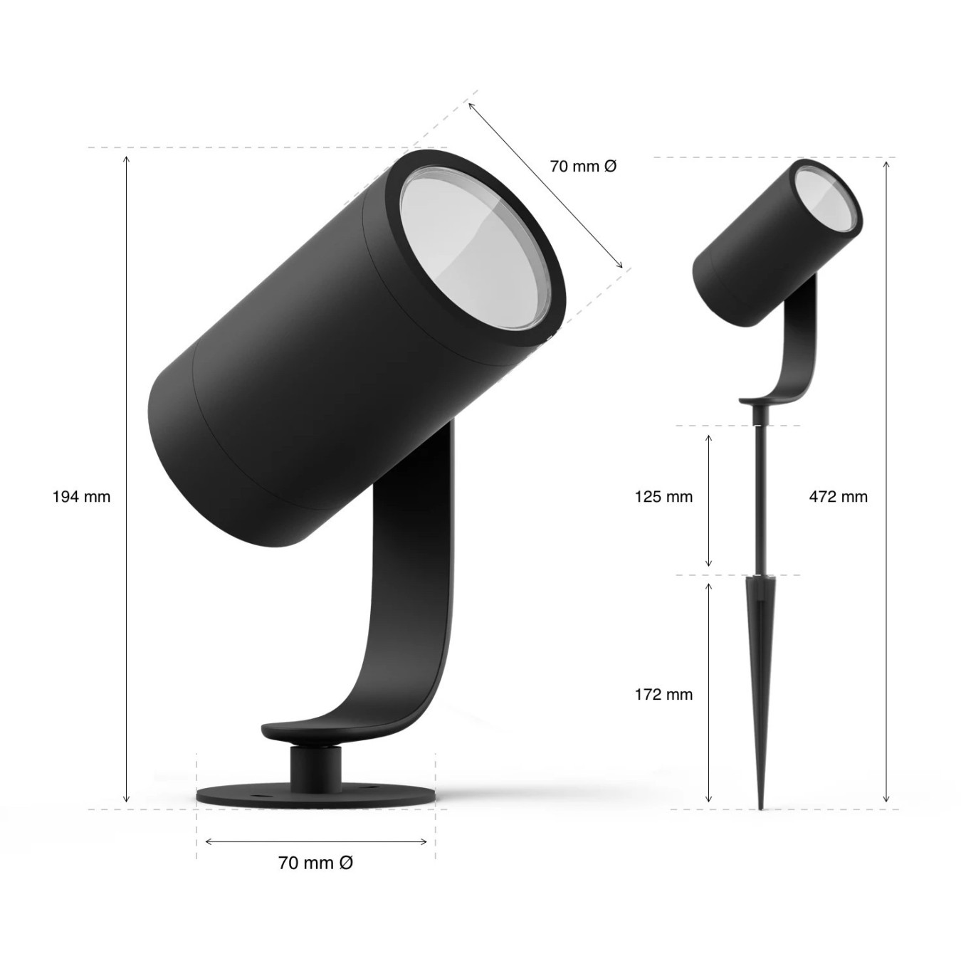 Philips Hue White & Color Ambiance Lily Spot 3 flg. Schwarz 3640lm Basis - 1741430P7 - White, ZigBee, 3x LED, IP65 Outdoor