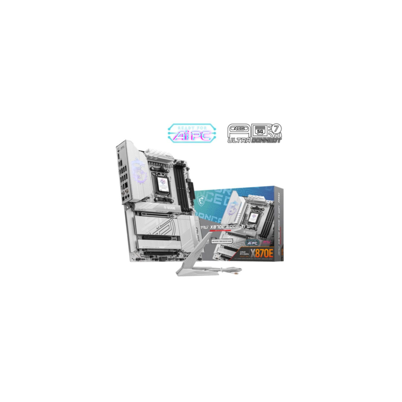 MSI MPG X870E EDGE TI WIFI - AM5 ATX Motherboard - White, DDR5, 256GB, PCIe 5.0, Wi-Fi 7, USB4, 5G LAN