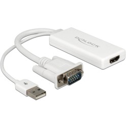 Buy DELOCK VGA to HDMI Adapter with Audio - 62460 - White, 0.25 m HDMI Type A to... in Cyprus, Nicosia, Limassol, Larnaka, Pafos