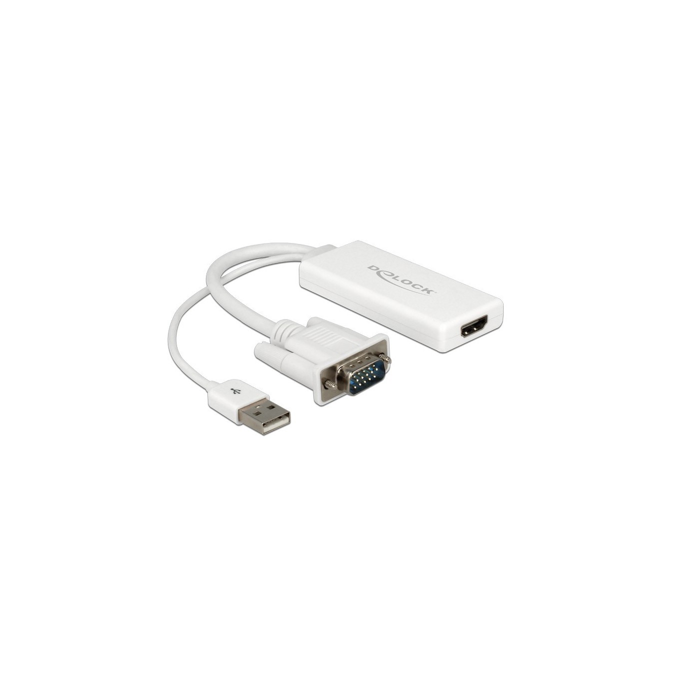 DELOCK VGA to HDMI Adapter with Audio - 62460 - White, 0.25 m HDMI Type A to VGA + USB — Buy in Cyprus with Fast Delivery