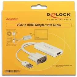 Buy DELOCK VGA to HDMI Adapter with Audio - 62460 - White, 0.25 m HDMI Type A to... in Cyprus, Nicosia, Limassol, Larnaka, Pafos
