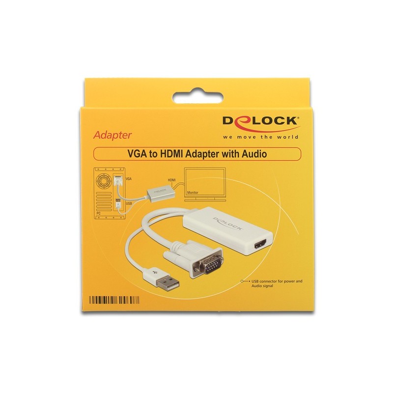 Buy DELOCK VGA to HDMI Adapter with Audio - 62460 - White, 0.25 m HDMI Type A to... in Cyprus, Nicosia, Limassol, Larnaka, Pafos