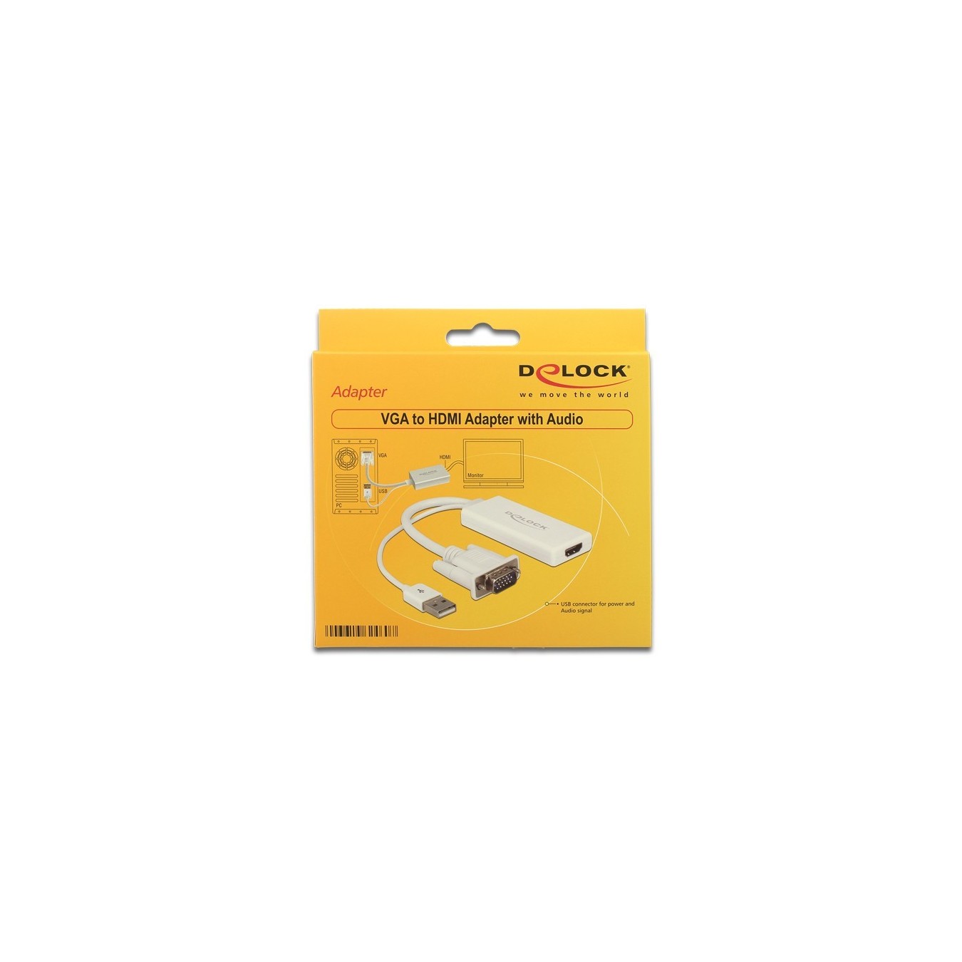 DELOCK VGA to HDMI Adapter with Audio - 62460 - White, 0.25 m HDMI Type A to VGA + USB — Buy in Cyprus with Fast Delivery