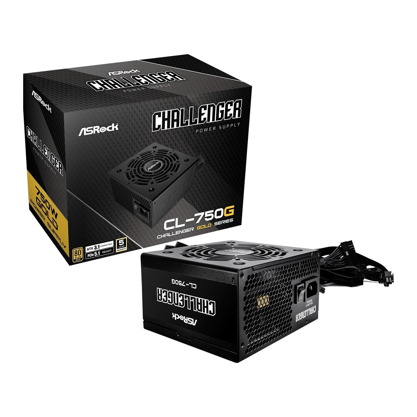 750W ASRock Challenger CL-750G - ATX 3.1, 80+ Gold, Black — Buy in Cyprus with Fast Delivery