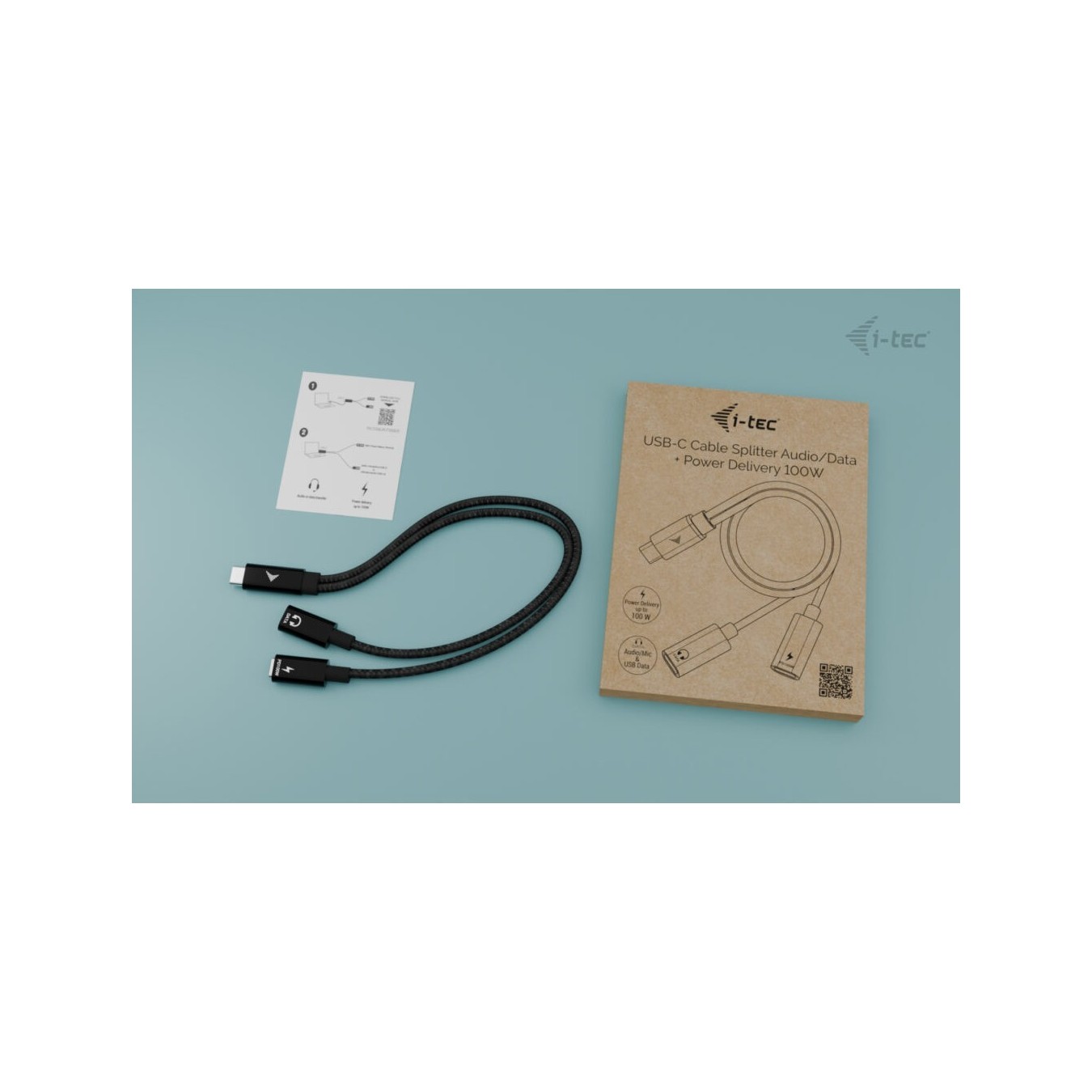 D I-TEC USB-C SPLITTER AUDIO DATA - Black, 2x USB-C, USB 2.0, PD 100 W, 0.3 m — Buy in Cyprus with Fast Delivery