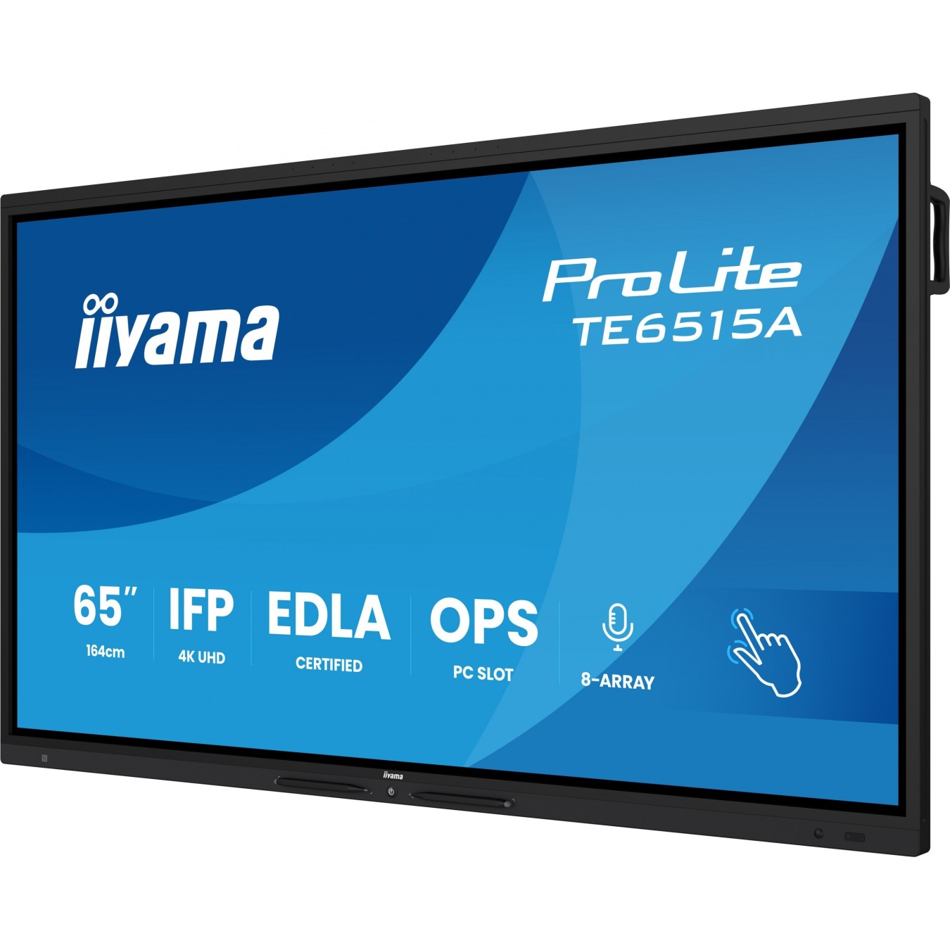IIYAMA DS TE6515A 65'' 4K IPS Touch Interactive Flat Panel - TE6515A - Black, 65in, Android 14, 2x HDMI, DP, USB-C, 5x USB