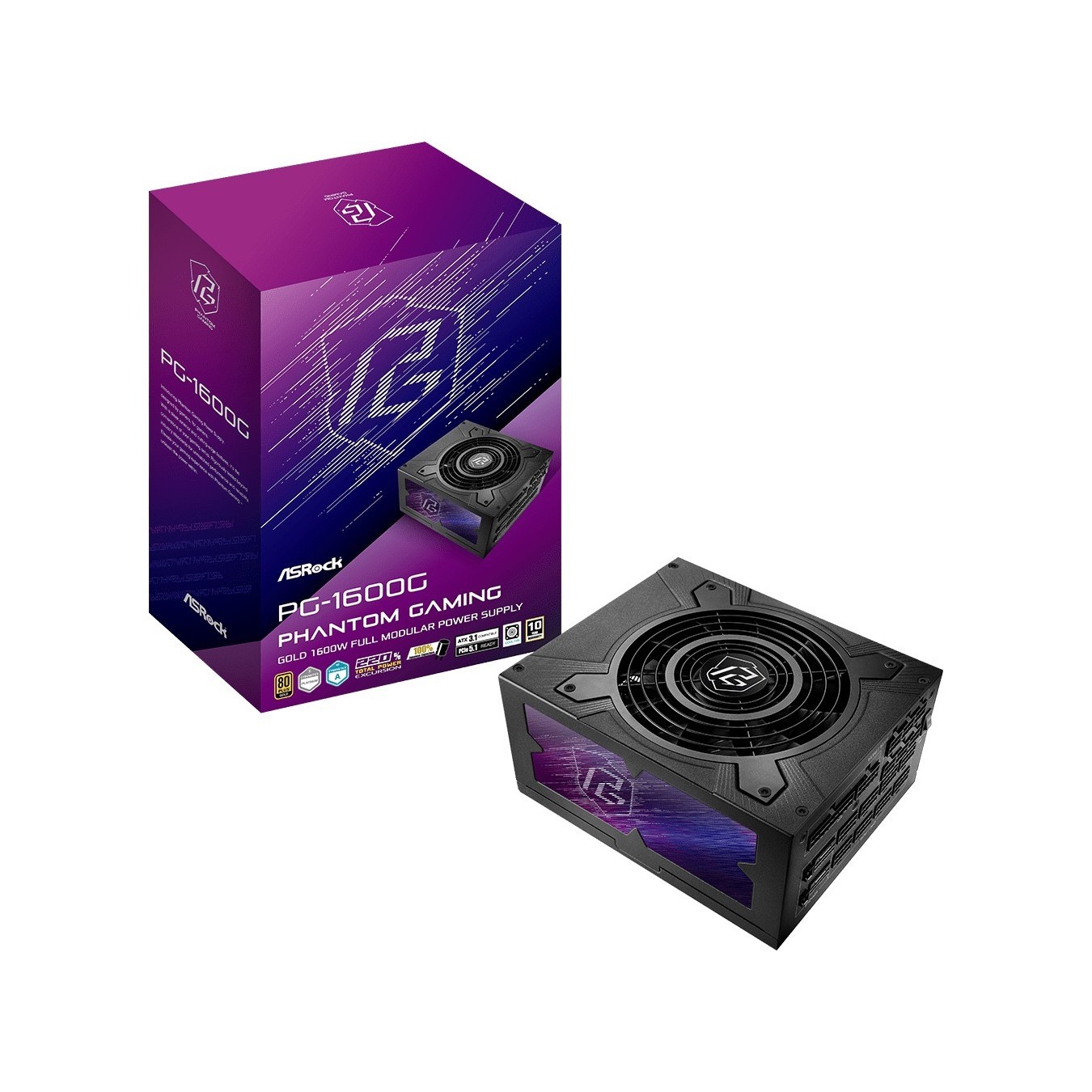 ASRock Phantom Gaming - PG-1600G - 1600W ATX PSU, Black, 80+ Gold, Fully Modular — Buy in Cyprus with Fast Delivery