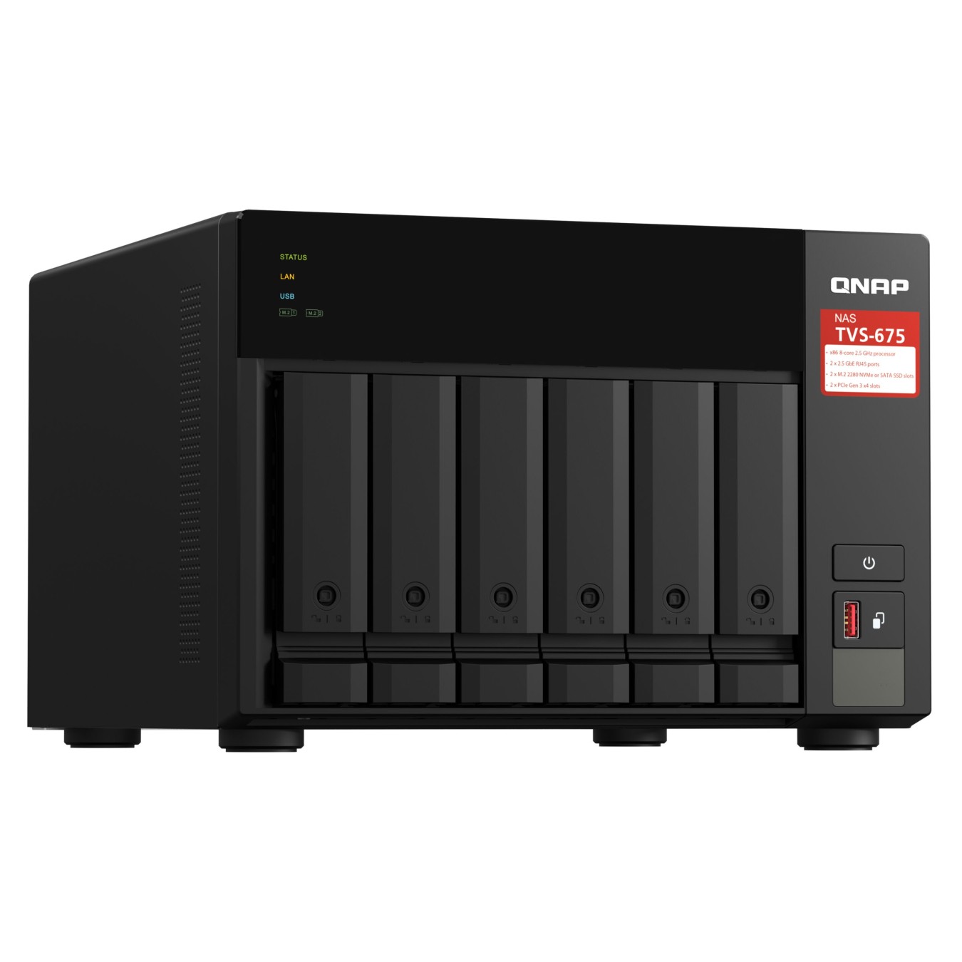 QNAP NAS Server TVS-675-8G - 6-Bay, Black, 8 GB DDR4, 2.5 GHz, 8-core — Buy in Cyprus with Fast Delivery