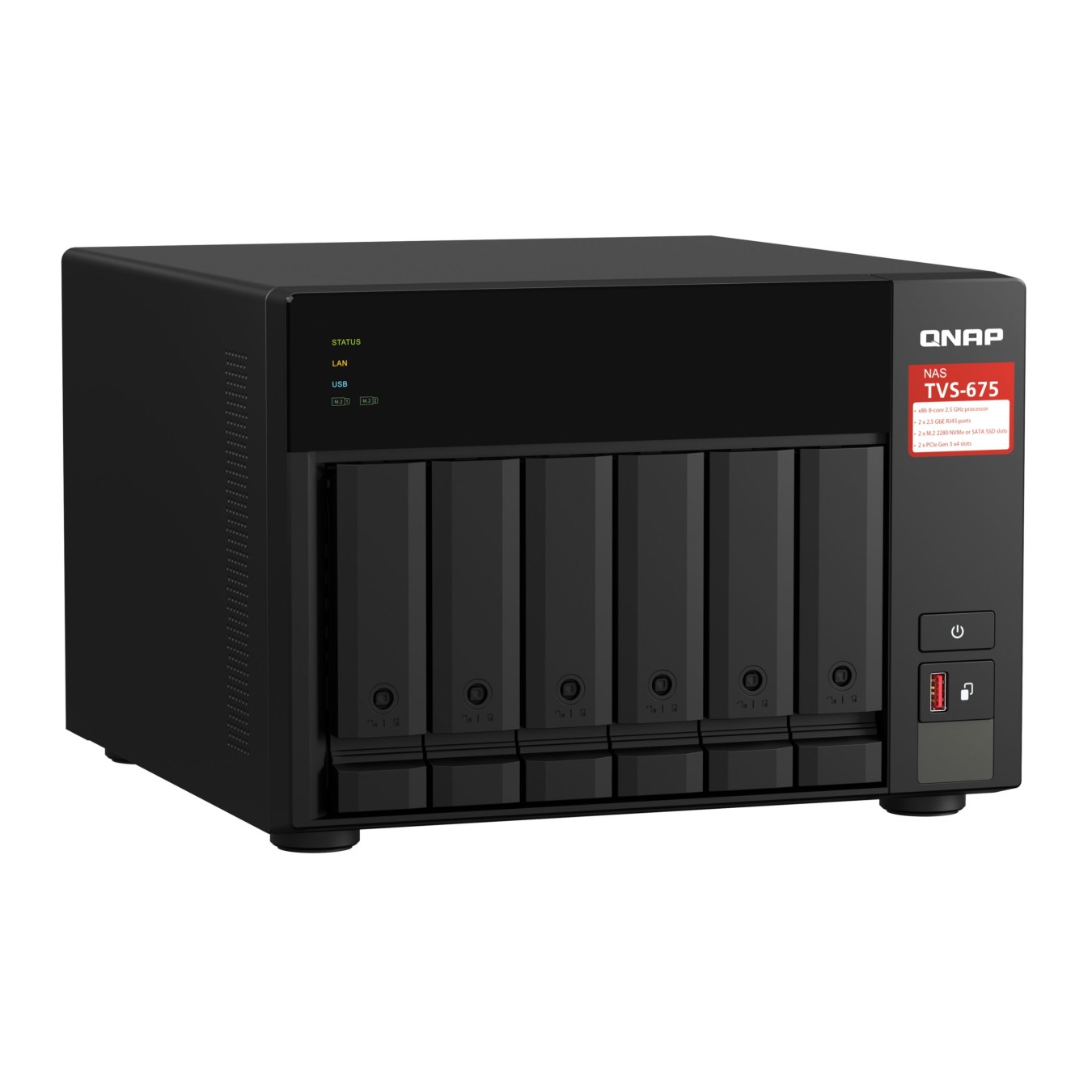 QNAP NAS Server TVS-675-8G - 6-Bay, Black, 8 GB DDR4, 2.5 GHz, 8-core — Buy in Cyprus with Fast Delivery