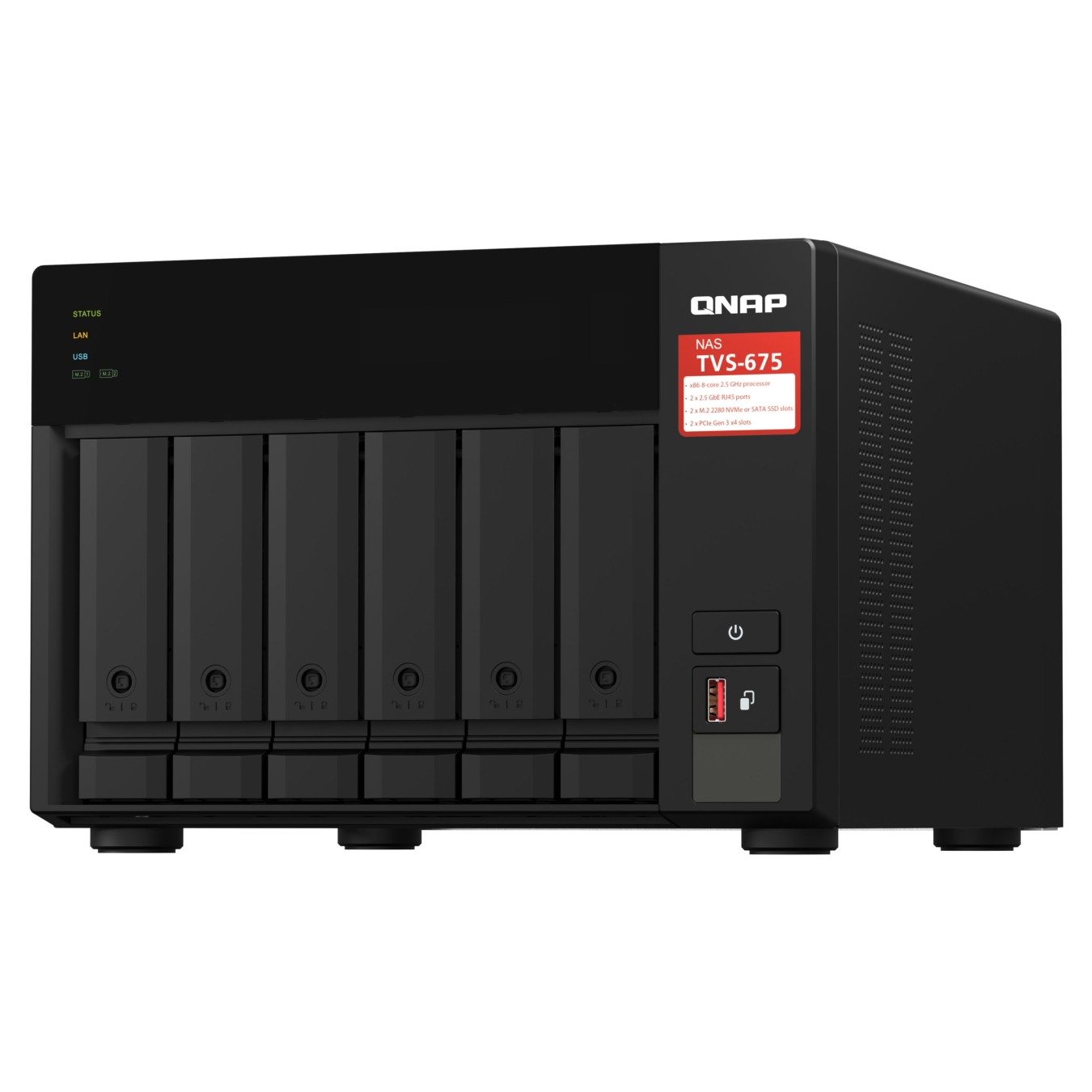 QNAP NAS Server TVS-675-8G - 6-Bay, Black, 8 GB DDR4, 2.5 GHz, 8-core — Buy in Cyprus with Fast Delivery