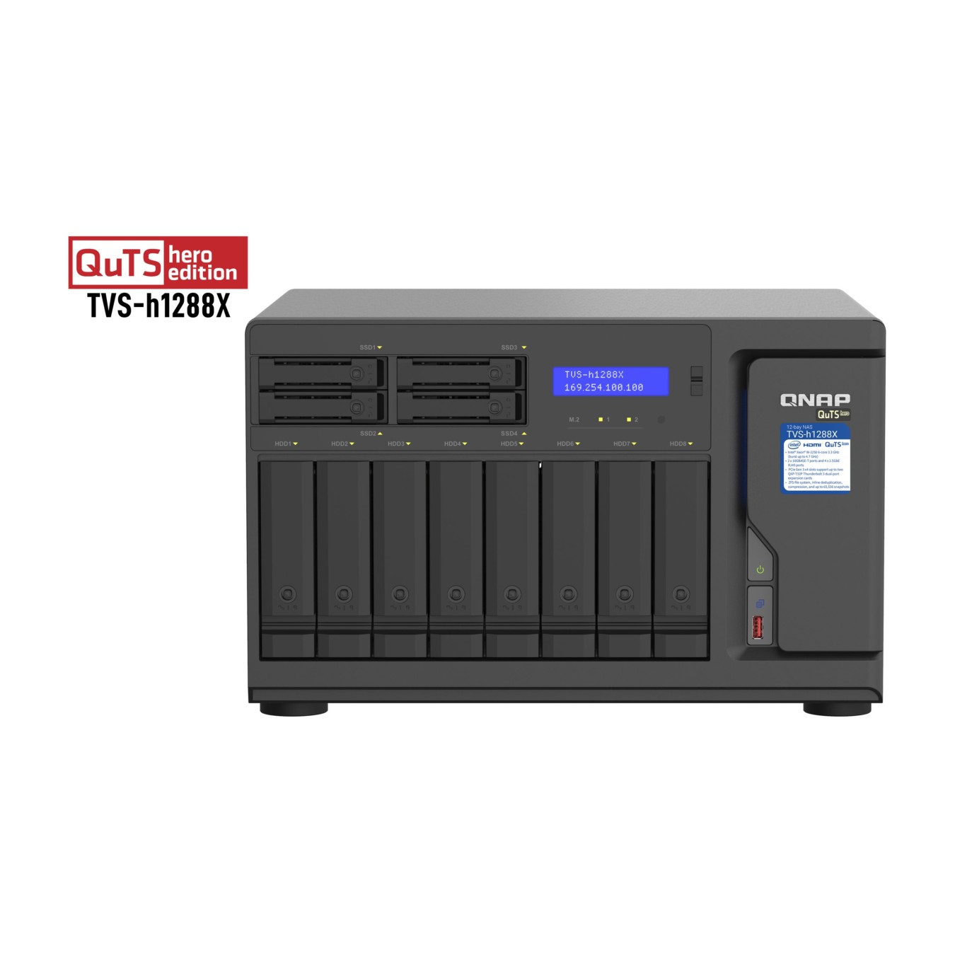 QNAP NAS Server - TVS-h1288X-W1250 - Black, 16G DDR4, Xeon W-1250 @3.3GHz, 12-Bay — Buy in Cyprus with Fast Delivery