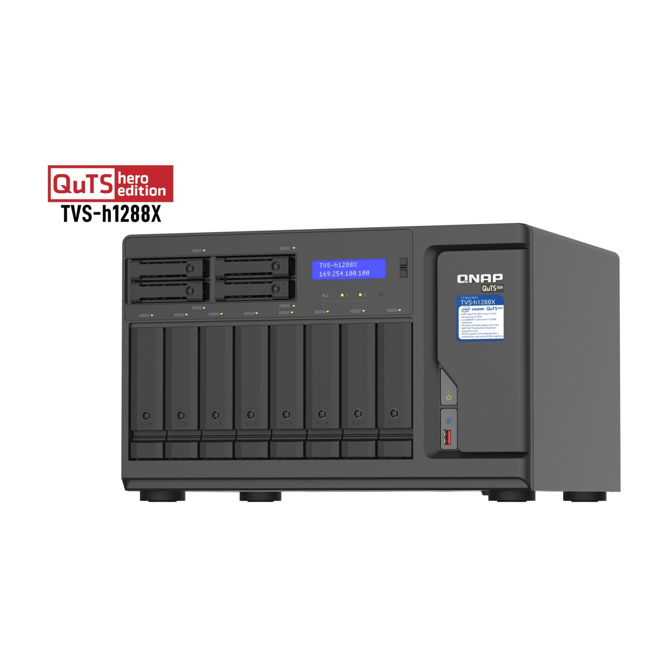 QNAP NAS Server - TVS-h1288X-W1250 - Black, 16G DDR4, Xeon W-1250 @3.3GHz, 12-Bay — Buy in Cyprus with Fast Delivery