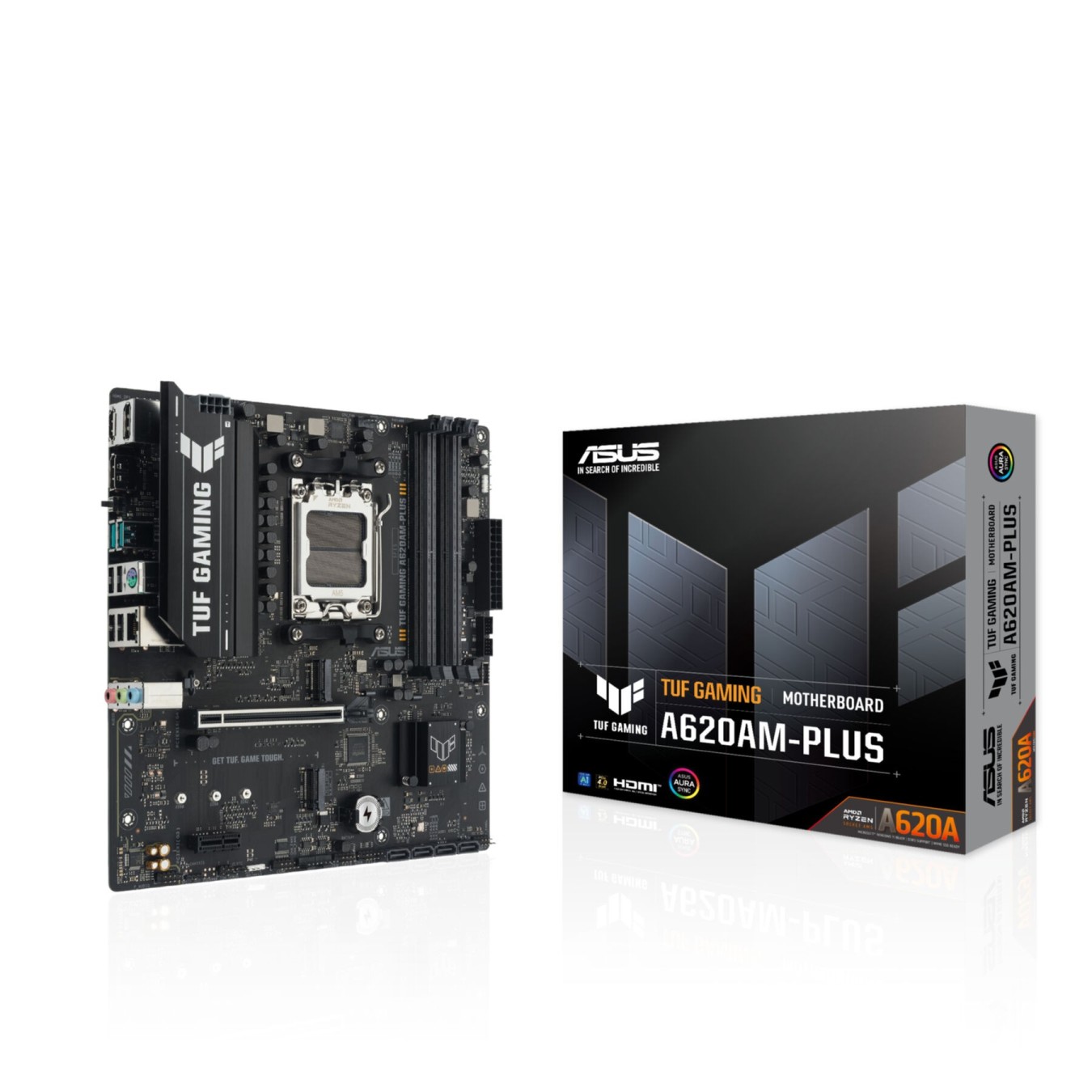 ASUS TUF A620AM-PLUS (AM5) - A620AM-PLUS - AMD AM5 Socket, DDR5, 4x DIMM, 256 GB max, 2x M.2, Micro-ATX