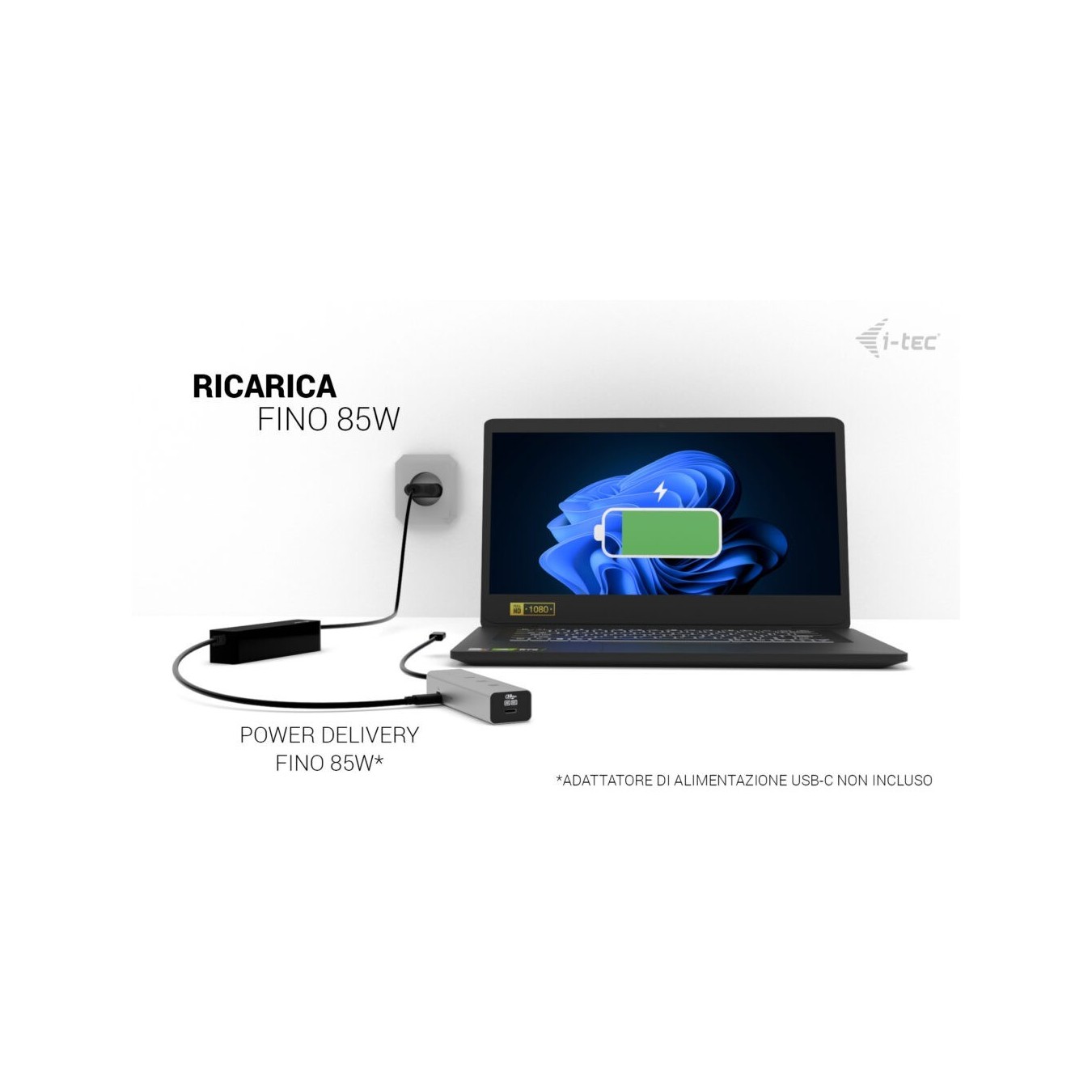 D I-TEC USB-C CHARGE HUB 5 PORTS - Silver, 85 W PD, 0.3 m Cable — Buy in Cyprus with Fast Delivery