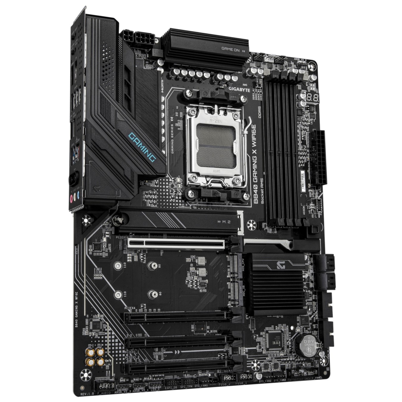 Gigabyte GA-B840 Gaming X WF6E (AM5) (D) - GA-B840 Gaming X WF6E - Dark brown, 256 GB DDR5, AM5, ATX