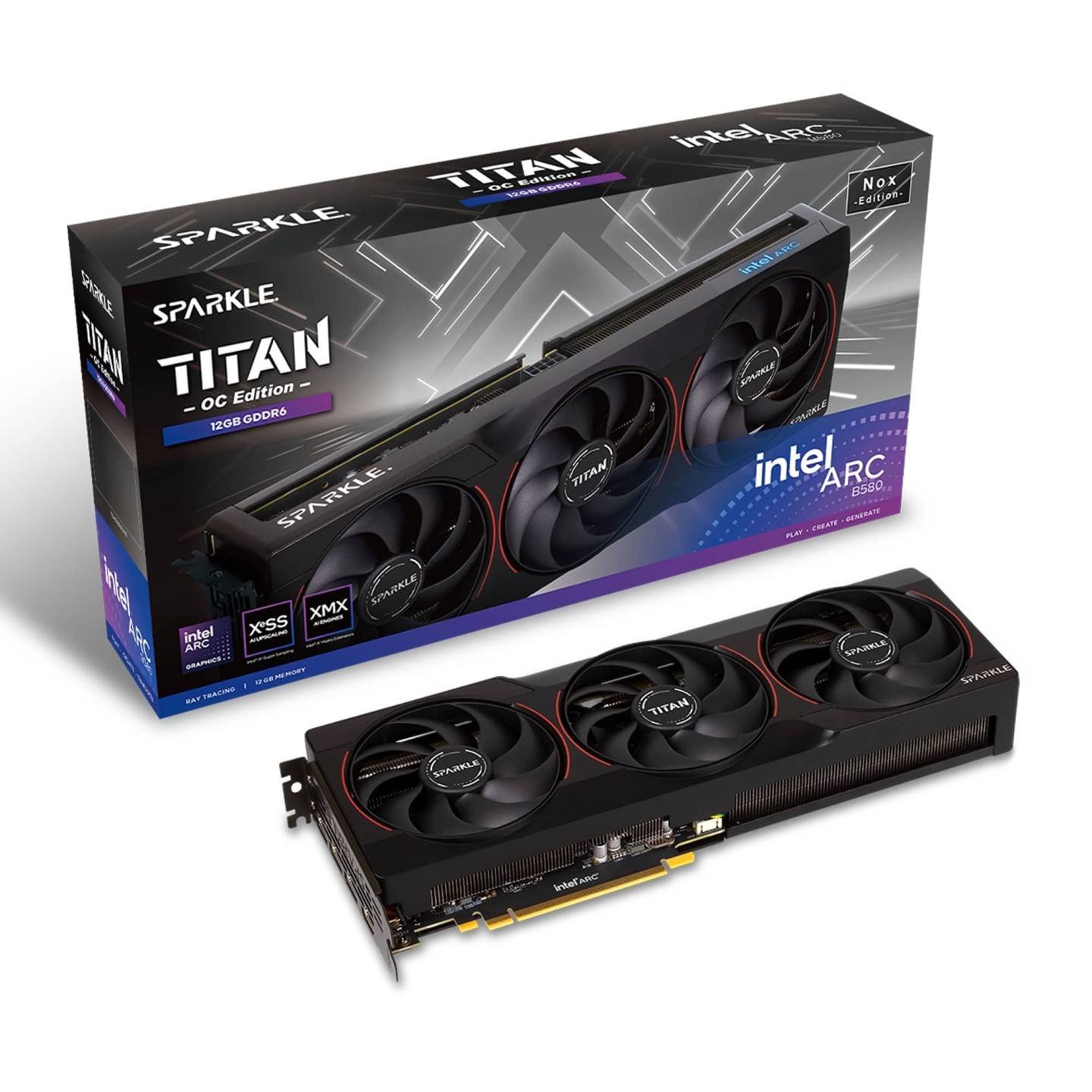 Sparkle Intel Arc B580 TITAN Nox OC 12GB GDDR6 3-Fan (Boxed) — Buy in Cyprus with Fast Delivery