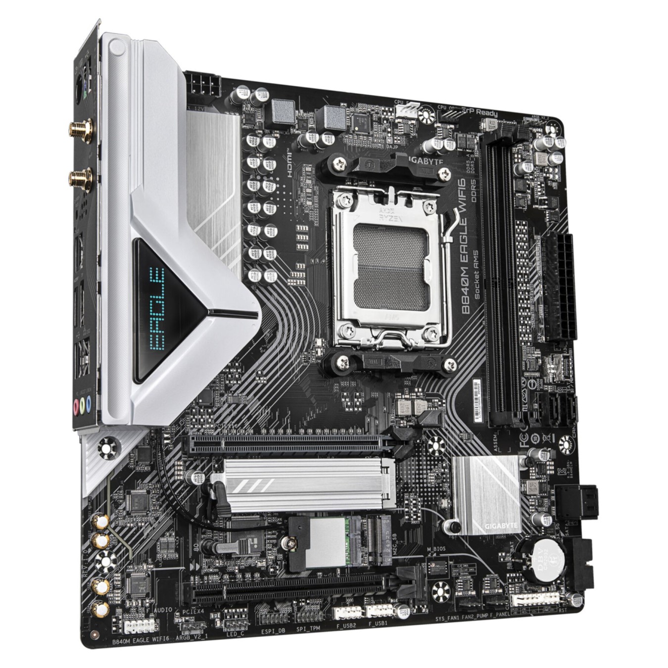 Gigabyte GA-B840M EAGLE WIFI6 - GA-B840M - micro ATX, DDR5, AM5, 128 GB max, Dark brown, WiFi 6, 2.5GbE