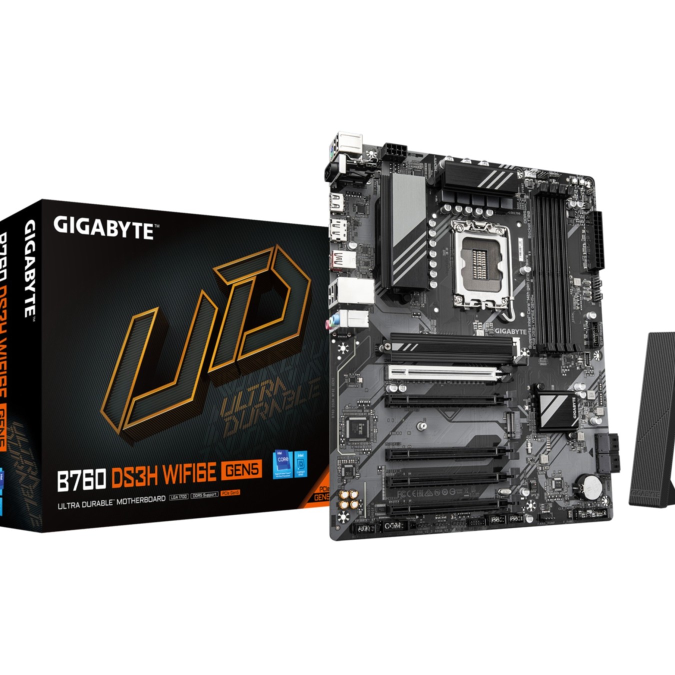 Gigabyte GA-B760 DS3H WF6E GEN5 - GA-B760 DS3H WF6E GEN5 - ATX DDR5, 256 GB max, LGA1700, PCIe 4.0, 2x M.2, 4 SATA, RGB, WiFi 6E