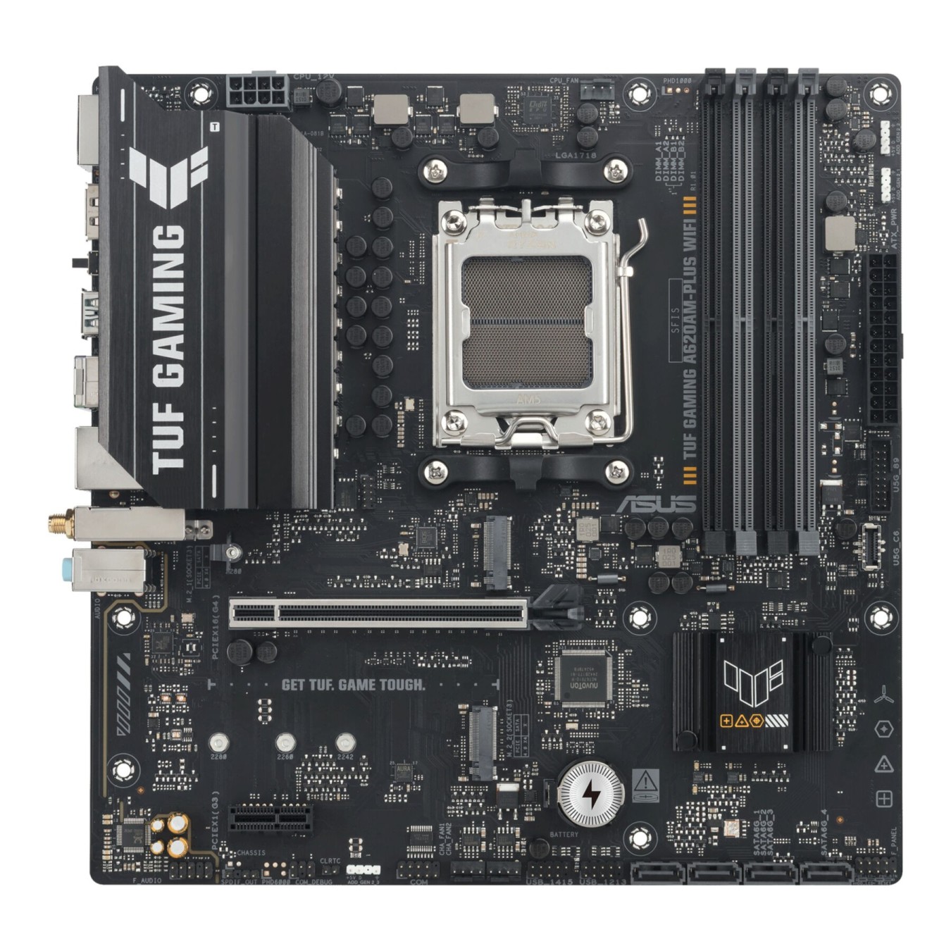 ASUS TUF A620AM-PLUS WIFI - A620AM-PLUS WIFI - Micro-ATX AM5 DDR5 Motherboard, 2x M.2, 4x SATA, 2.5GbE, Wi-Fi 6