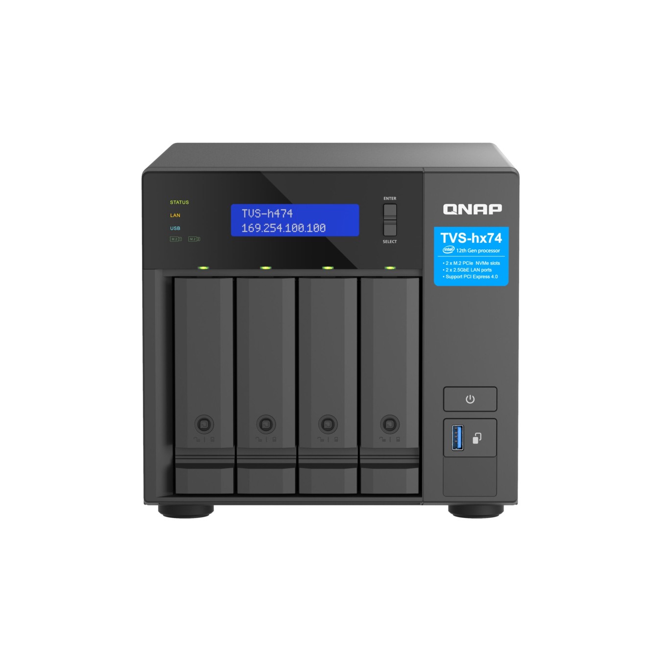NAS Server - TVS-H474-PT-8G - Black, 8 GB DDR4, Intel Pentium G7400 3.7 GHz, 2C/4T, 4-Bay — Buy in Cyprus with Fast Delivery