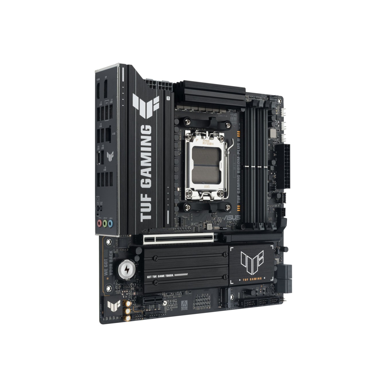 ASUS TUF B850M-PLUS II GAMING (AM5) (D) - Micro-ATX DDR5, 4x DIMM, 256 GB max, 3x M.2, 4x SATA, 2.5GbE