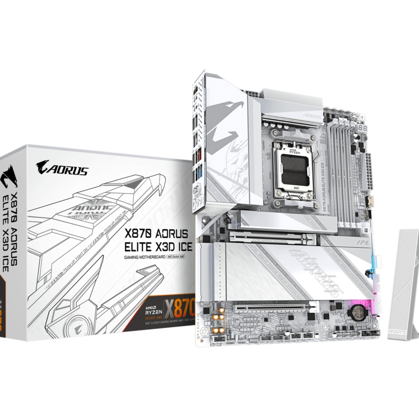 Gigabyte GA-X870 AORUS ELITE X3D ICE - AM5 ATX DDR5 256GB White — Buy in Cyprus with Fast Delivery