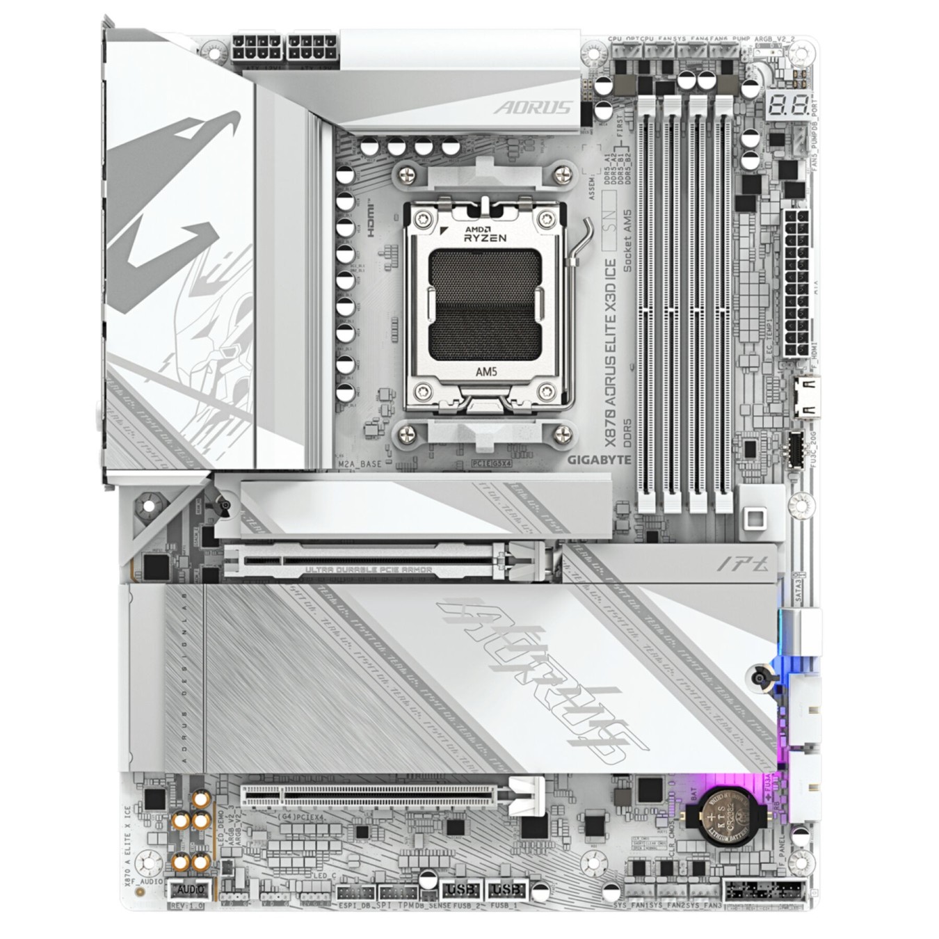 Gigabyte GA-X870 AORUS ELITE X3D ICE - AM5 ATX DDR5 256GB White — Buy in Cyprus with Fast Delivery