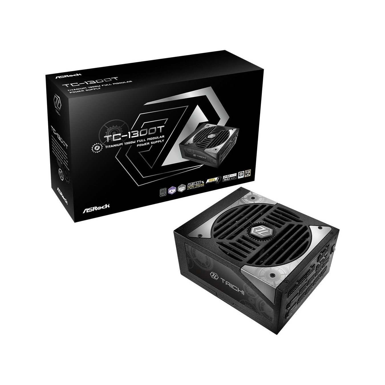 1300W ASRock Taichi Series TC-1300T - TC-1300T - Black, ATX 3.1, 80+ Titanium, Fully Modular