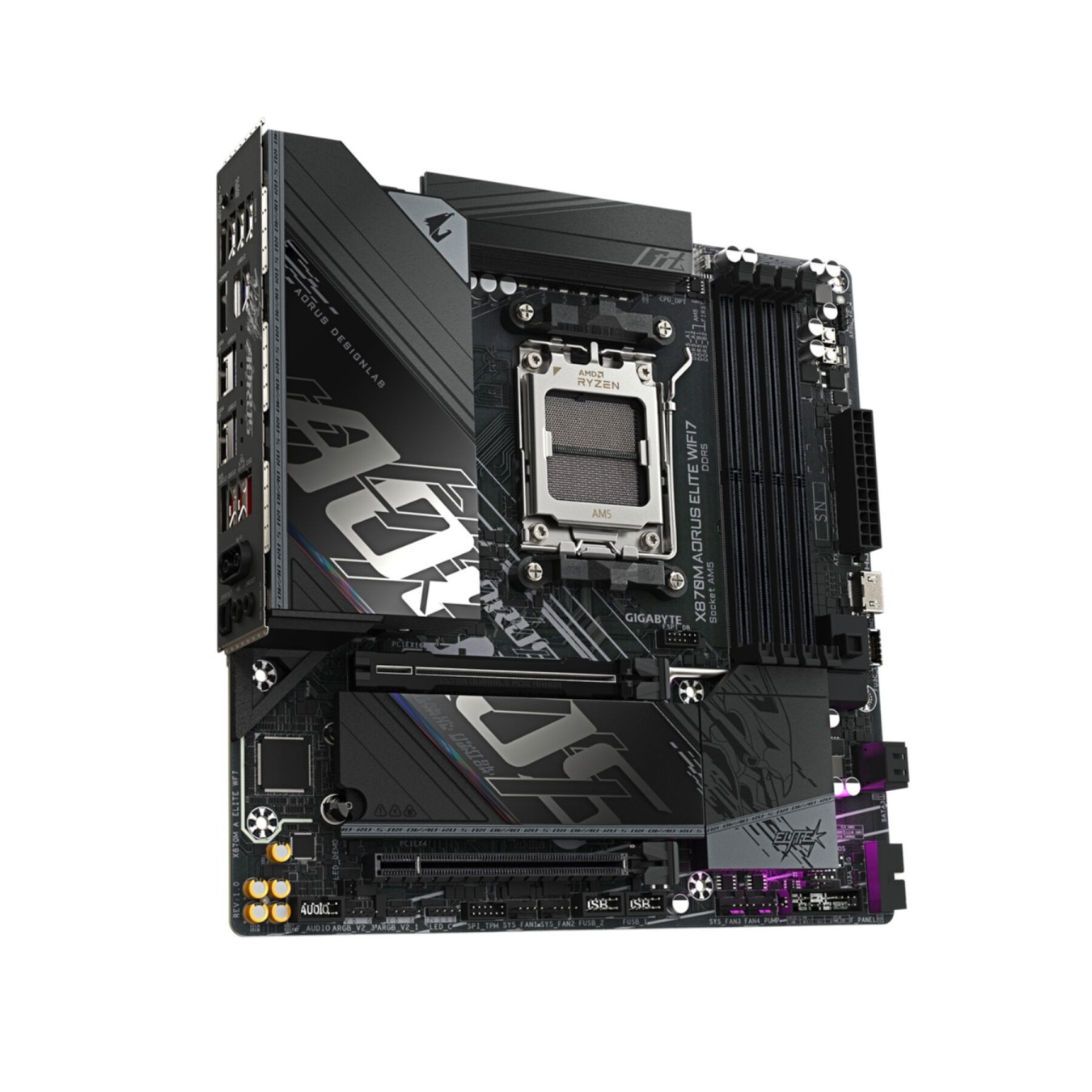 Gigabyte GA-X870M A ELITE WF7 - GA-X870M A ELITE WF7 - Black, AM5 Socket, DDR5, 256 GB Max, Micro-ATX