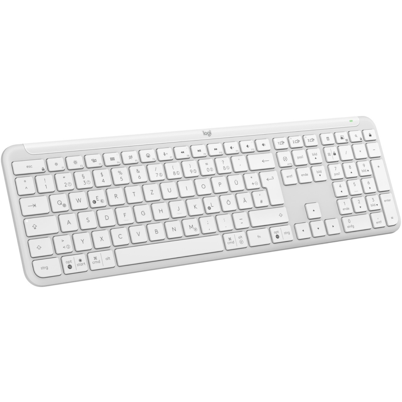 SIGNATURE SLIM WIRELESS K950 - K950 - White, Full-size (100%), 2.4 GHz + Bluetooth, Scissor key switch