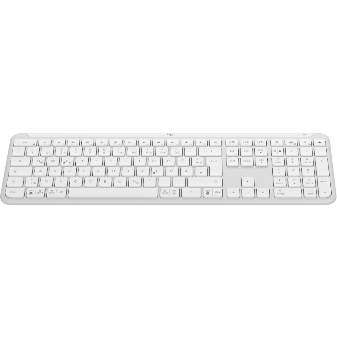 SIGNATURE SLIM WIRELESS K950 - K950 - White, Full-size (100%), 2.4 GHz + Bluetooth, Scissor key switch