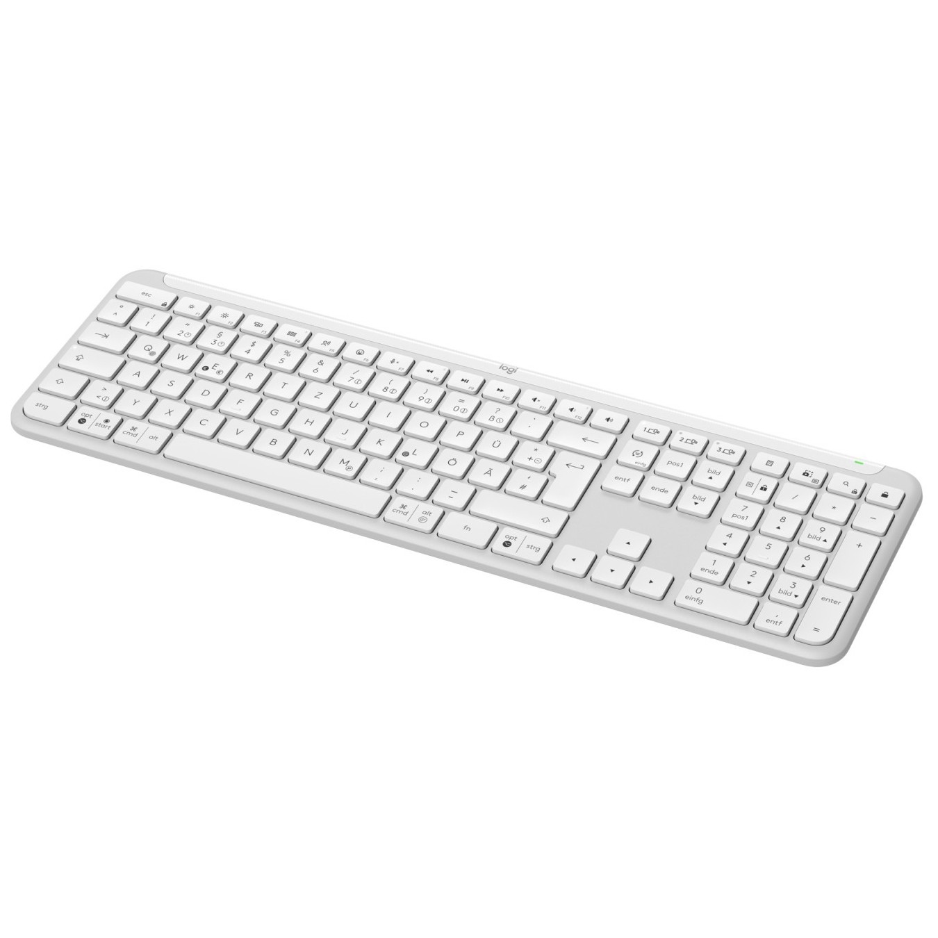 SIGNATURE SLIM WIRELESS K950 - K950 - White, Full-size (100%), 2.4 GHz + Bluetooth, Scissor key switch