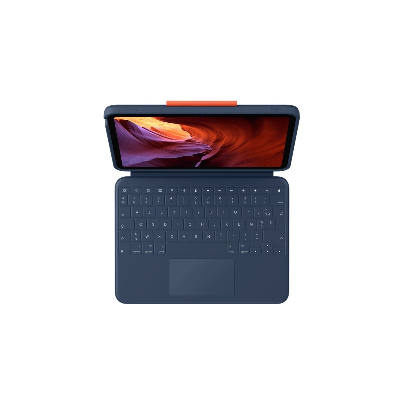 Logitech Rugged Combo 4 Touch for iPad 10th Gen - Classic Blue (FR) AZERTY French Keyboard, Trackpad, Docking, Smart Connector