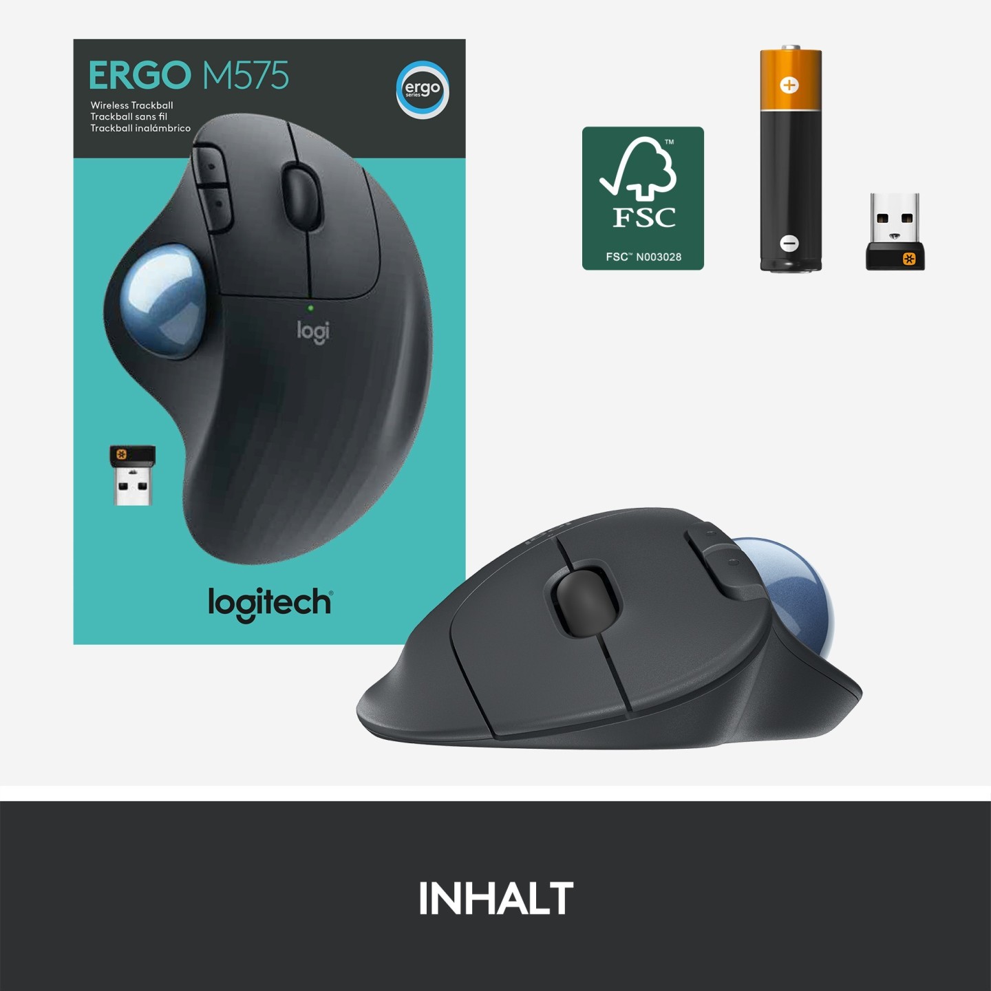 Logitech ERGO M575 Wireless Trackball Graphit - 910-006197 (Boxed) — Buy in Cyprus with Fast Delivery