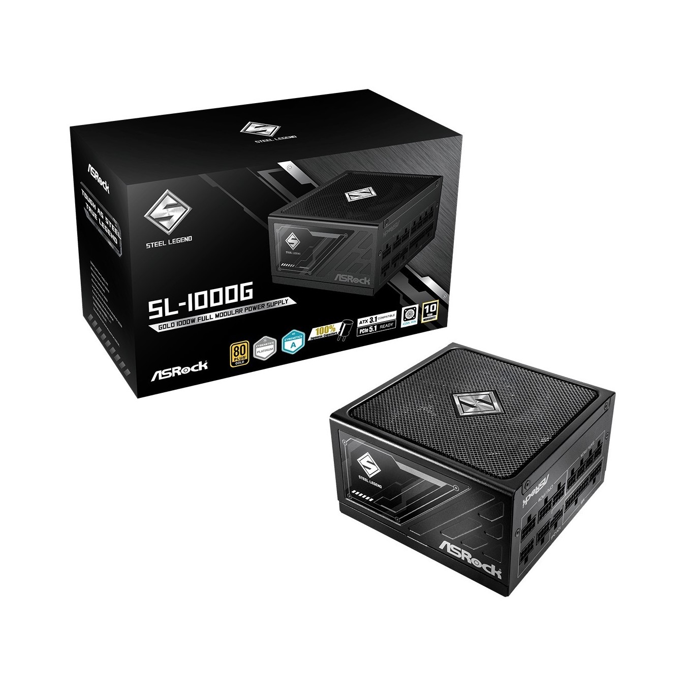 1000W ASRock Steel Legend SL-1000G - Black, ATX, 80+ Gold, Fully Modular PSU — Buy in Cyprus with Fast Delivery